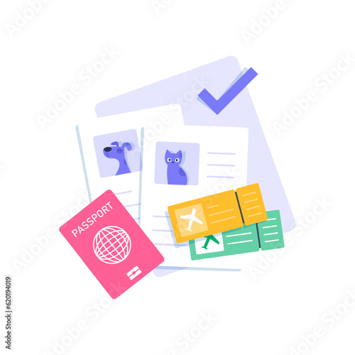 Pet Travel Concept,Personal passport for travel with dog or cat. Pet passport icon of document for pet