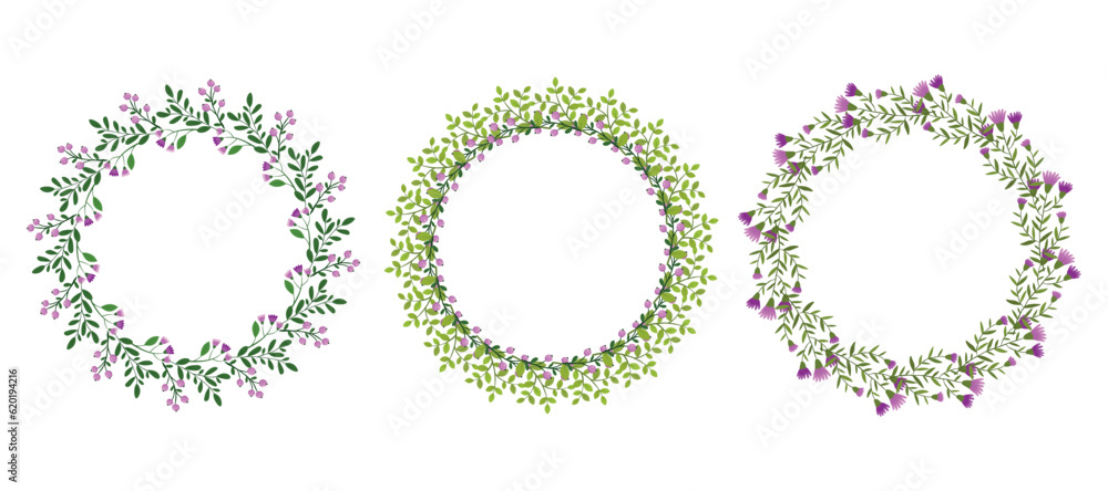 Set cute hand drawn frames with floral elements Set cute hand drawn frames with floral elements