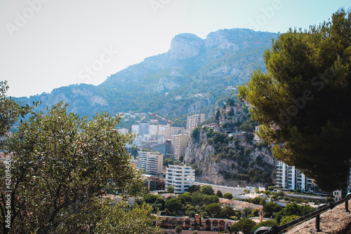 Houses, mountains and a beach on the shore of the Mediterranean Sea, Monaco © Hanna