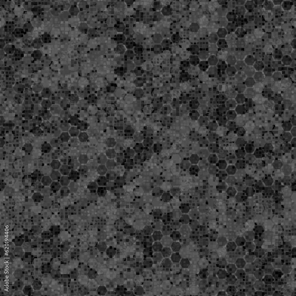 Hexagonal gray and black abstract geometric seamless pattern background