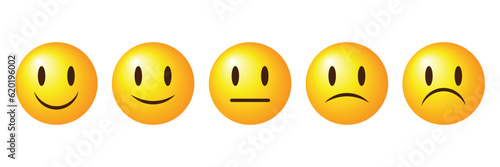 Feedback vector concept. Customer service evaluation customer satisfaction level and satisfaction survey concepts. Excellent, good, normal, bad awful. Feedback in form of emotions, smileys, emoji.