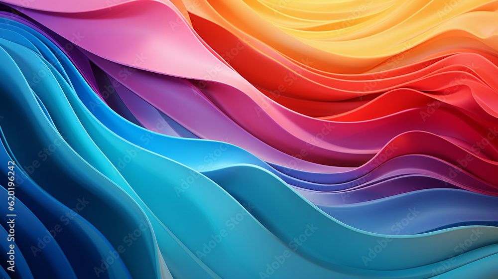 Fototapeta premium Rainbow Colorful Stripes. Colored waves background. Generative Ai
