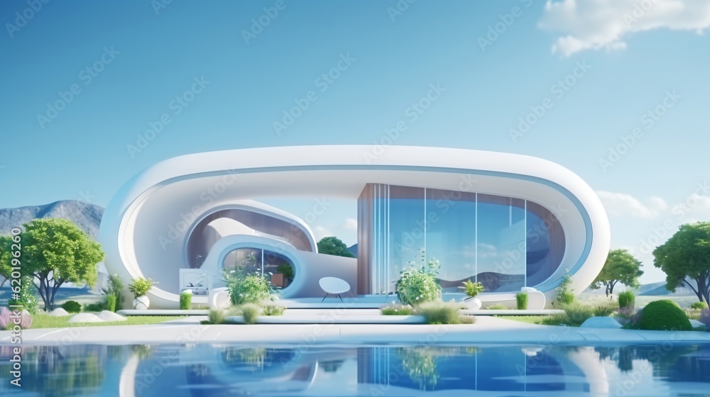 Futuristic modern house architecture concept