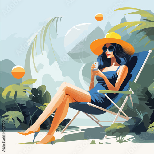 Summer party  vacation and travel concept. Vector illustration in minimalistic style.