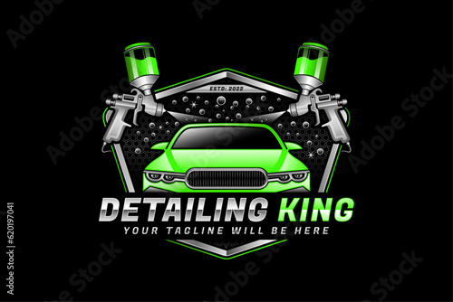 Car Wash Logo, Detailing king logo, Car detailing logo, auto detailing logo, automotive logo, automobile logo, car polish logo, car service logo, car repair logo, car cleaning logo design template