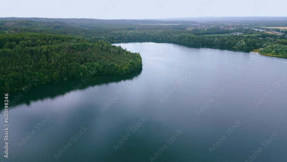 Aerial drone view of lake among forest, Nordrhein westfalen, Germany in summer day. High quality 4k footage Aerial drone view of lake among forest, Nordrhein westfalen, Germany in summer day. High quality 4k footage