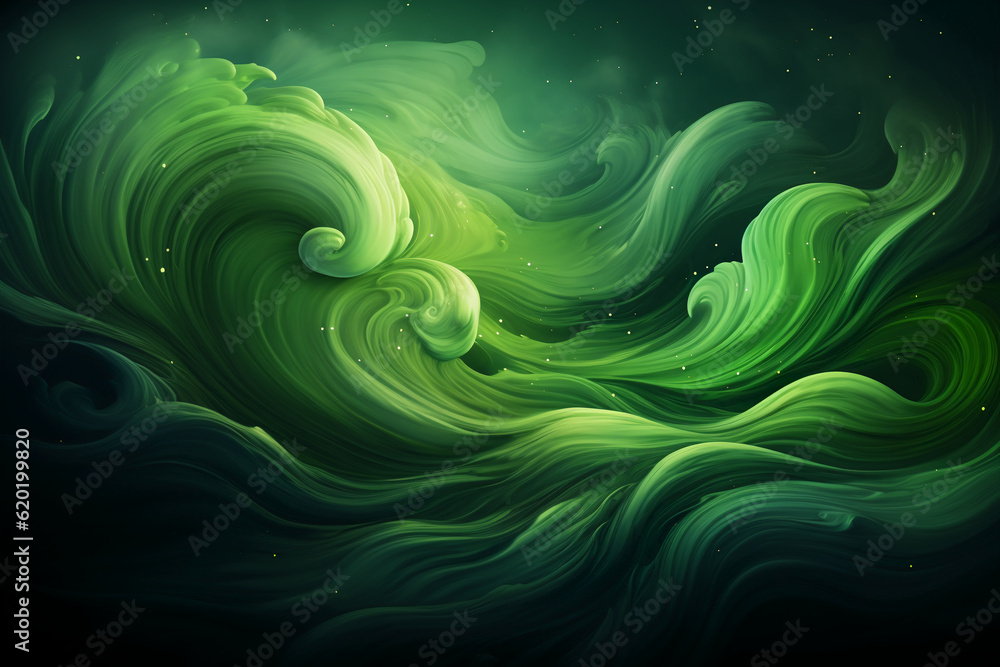 Magical green solid background. AI generative