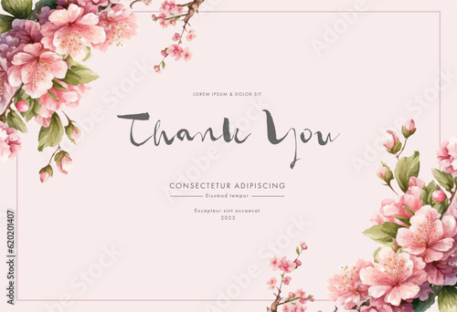 Foto Cherry blossom thank you card design template