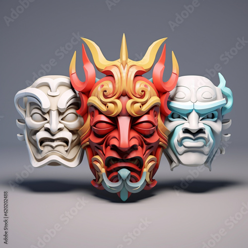 3D illustration of the shape of a sinigami mask © Gantar