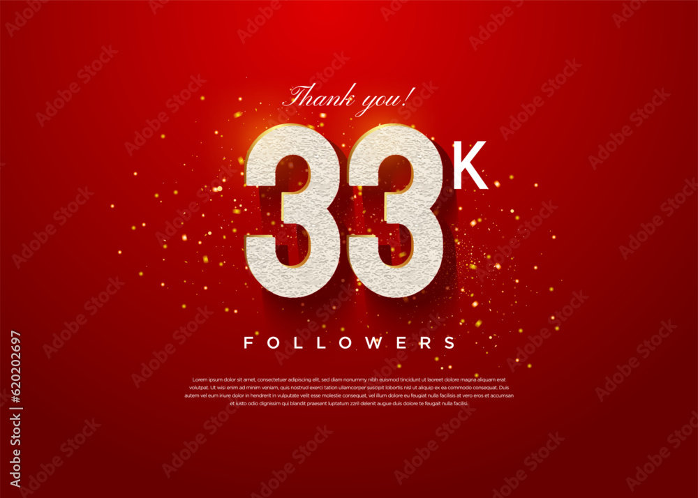 floating number illustration for 33k followers celebration