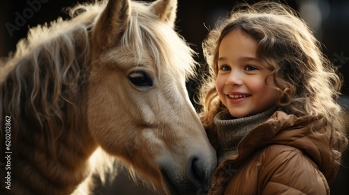 girl and horse, ai generative