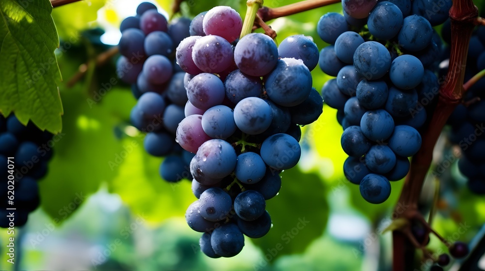 Ripe red wine grapes in vineyard ready to harvest, close up. Ripe grapes in vineyard at sunset, Tuscany, Italy. Ripe red wine grapes in vineyard ready to harvest, close up. Ripe grapes in vineyard at sunset, Tuscany, Italy.