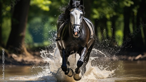 horse jumping in water, ai generative