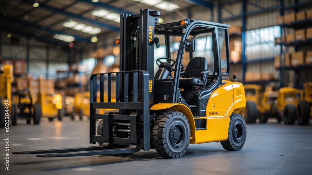 forklift in warehouse, ai generative forklift in warehouse, ai generative
