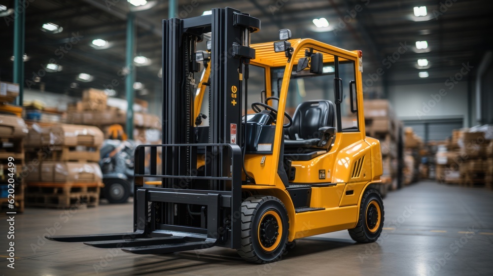 forklift in warehouse, ai generative forklift in warehouse, ai generative
