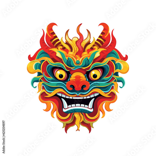 Trendy cartoon flat style dragon character sticker logo stylized vector illustration symbol year of dragon 2024 red color logo © Bodega