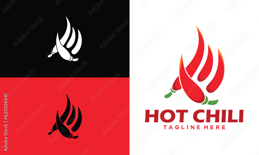Hot Chile logo design concept vector template. Spicy chili logo icon Premium Vector Hot Chile logo design concept vector template. Spicy chili logo icon Premium Vector