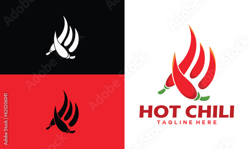 Hot Chile logo design concept vector template. Spicy chili logo icon Premium Vector
