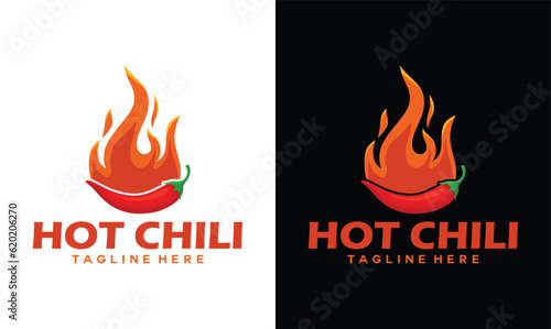 Hot Chile logo design concept vector template. Spicy chili logo icon Premium Vector