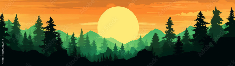 Natural organic banner with green nature background. Copy space. Generative AI
