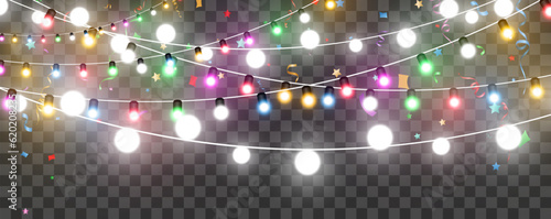 Vector illustration of a light garland on a transparent background.
