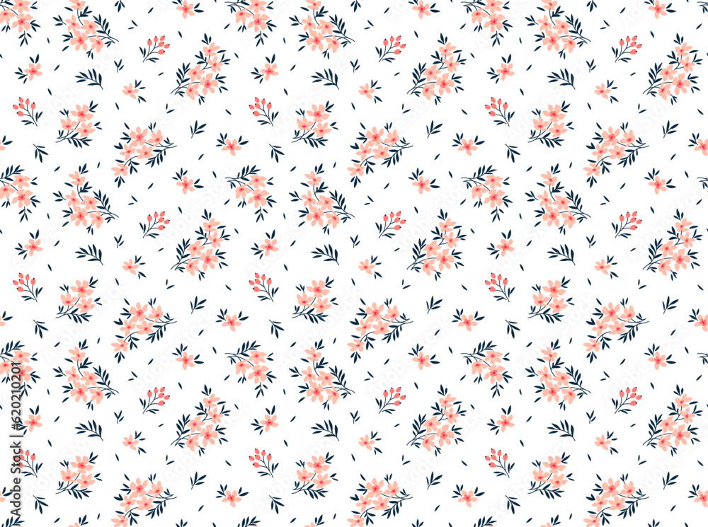 Ditsy floral pattern. Delicate flowers on white background. Printing with small pink flowers. Cute print. Seamless vector texture. Spring and summer motif. Ditsy floral pattern. Delicate flowers on white background. Printing with small pink flowers. Cute print. Seamless vector texture. Spring and summer motif.