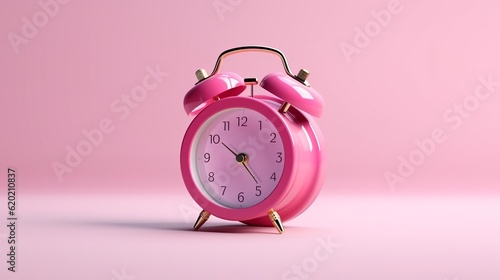 Illustration of a pink alarm clock on a pink background