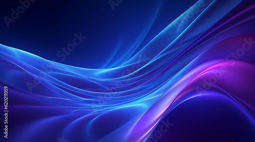 Illustration of a vibrant abstract background with flowing waves in shades of blue and purple