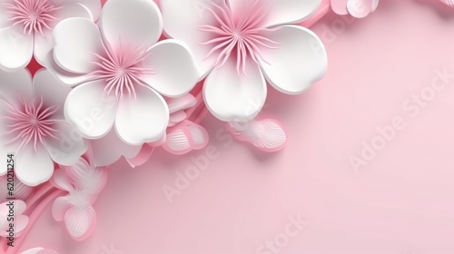 Illustration of a pink background with white flowers on it
