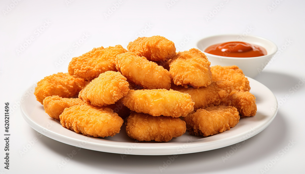 Chicken Nuggets in white plate, ai generated