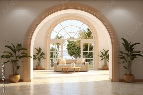 interior of modern luxury house entrance hallway 3d rendering Generative AI