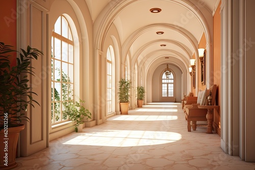 a photo of an interior hallway of an elegant residence Generative AI