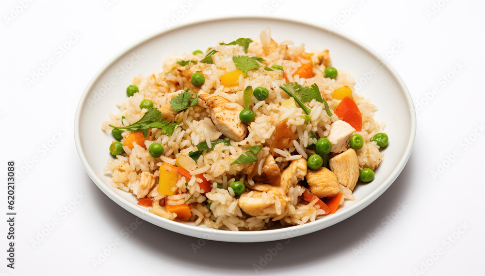Chicken Fried Rice in Plate, ai generated