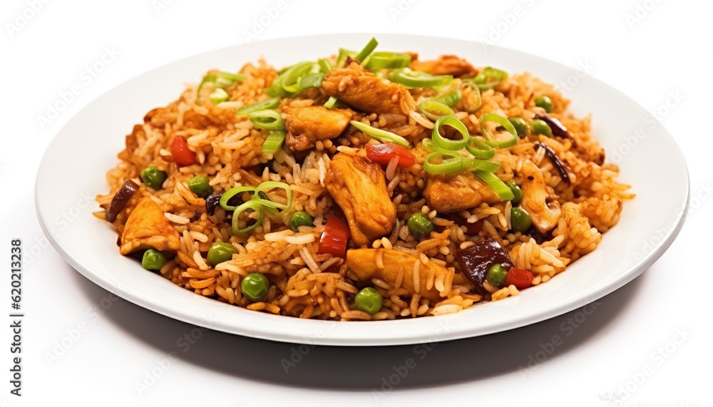 Chicken Fried Rice in Plate, ai generated Chicken Fried Rice in Plate, ai generated