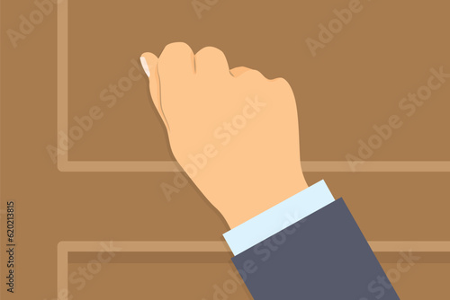 hand knocking on the door- vector illustration