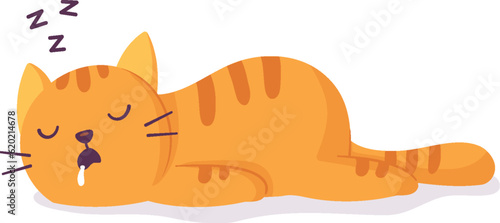 Funny lazy cat sleeping vector cartoon flat illustration