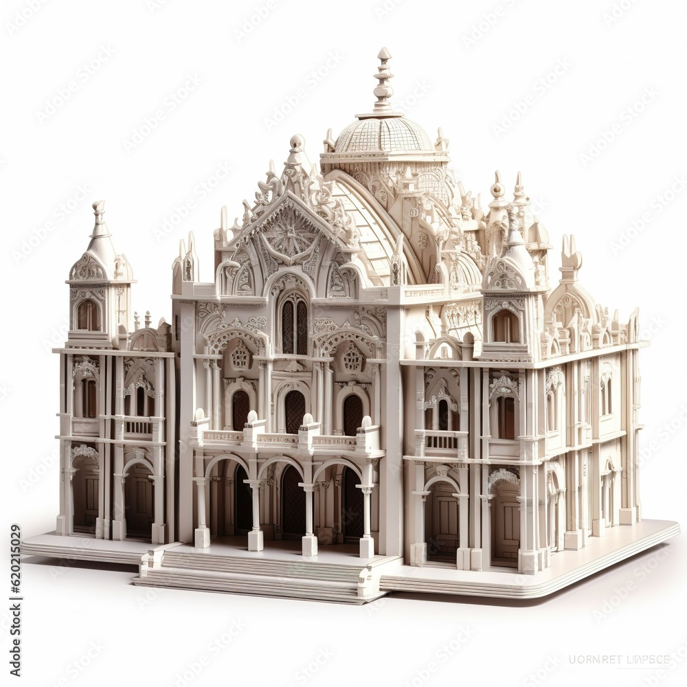 A miniature 3d model of a building