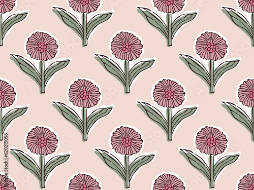 BLOCK FLORAL ALL OVER PRINT SEAMLESS PATTERN VECTOR ILLUSTRATION