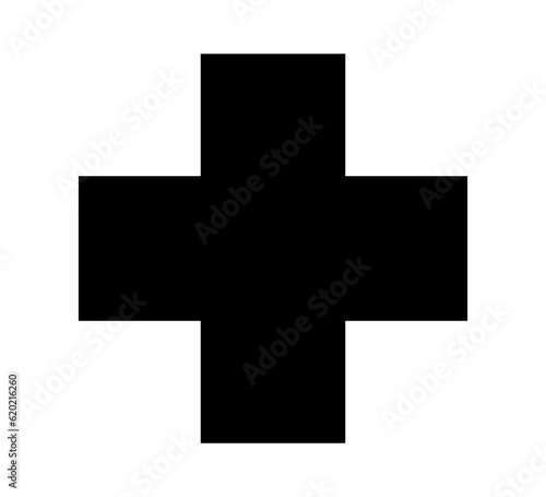 Medical cross symbol. Black vector icon.