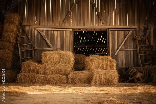 Papier peint ai generated Photography of a Rustic barn and straw background