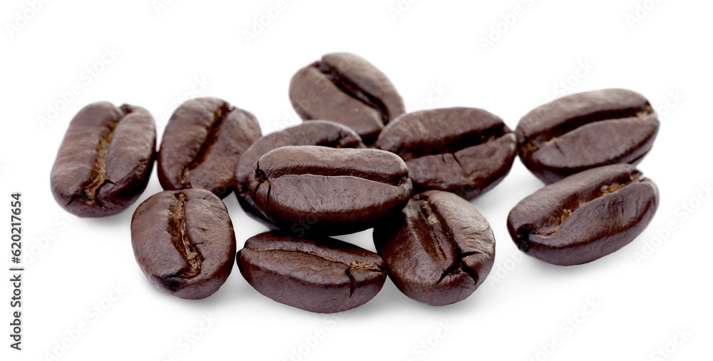 Many aromatic roasted coffee beans isolated on white Many aromatic roasted coffee beans isolated on white
