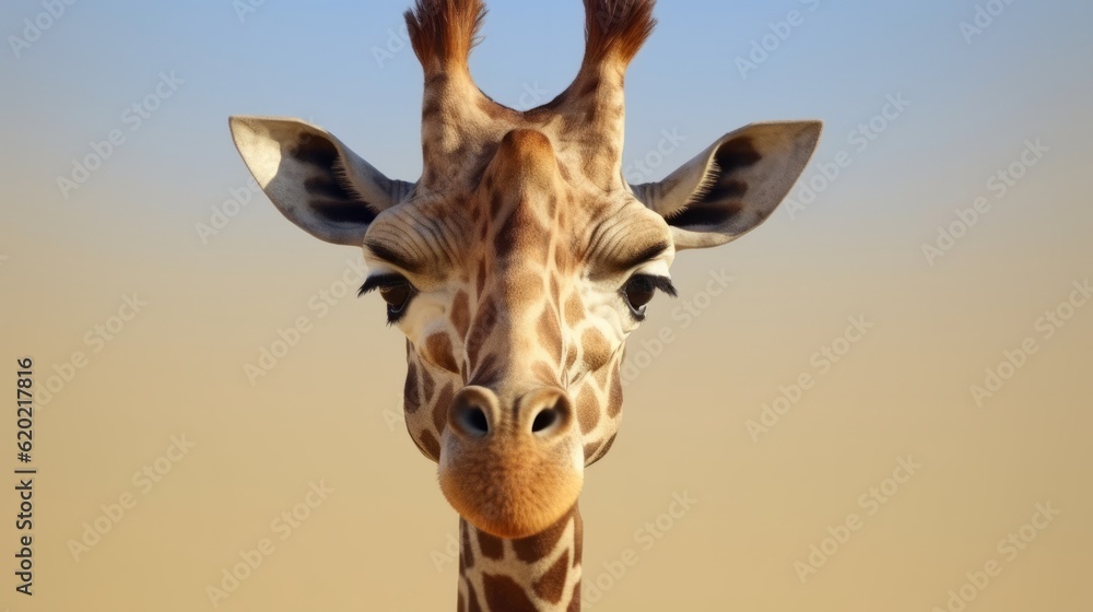 Naklejka premium Illustration of a close up of a giraffe with a sky background