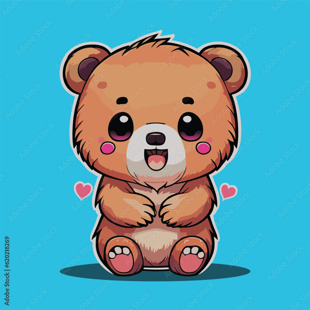 Cute baby bear sitting, Vector Illustration Cute baby bear sitting, Vector Illustration