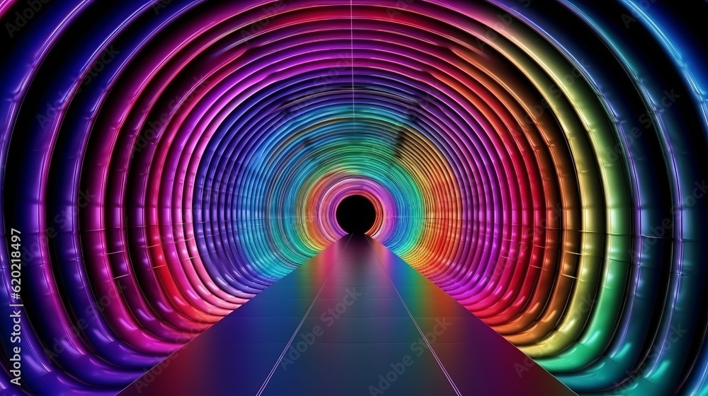 Illustration of a vibrant tunnel with a captivating glow at the end Illustration of a vibrant tunnel with a captivating glow at the end