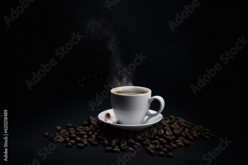 Cozy Morning Brew: Warm Cup of Coffee - Embrace the Comfort and Aromas of a Perfect Start to the Day - Generative AI