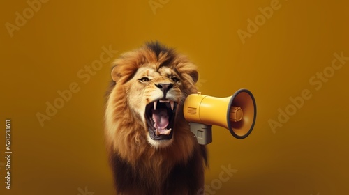 Illustration of a lion roaring through a megaphone