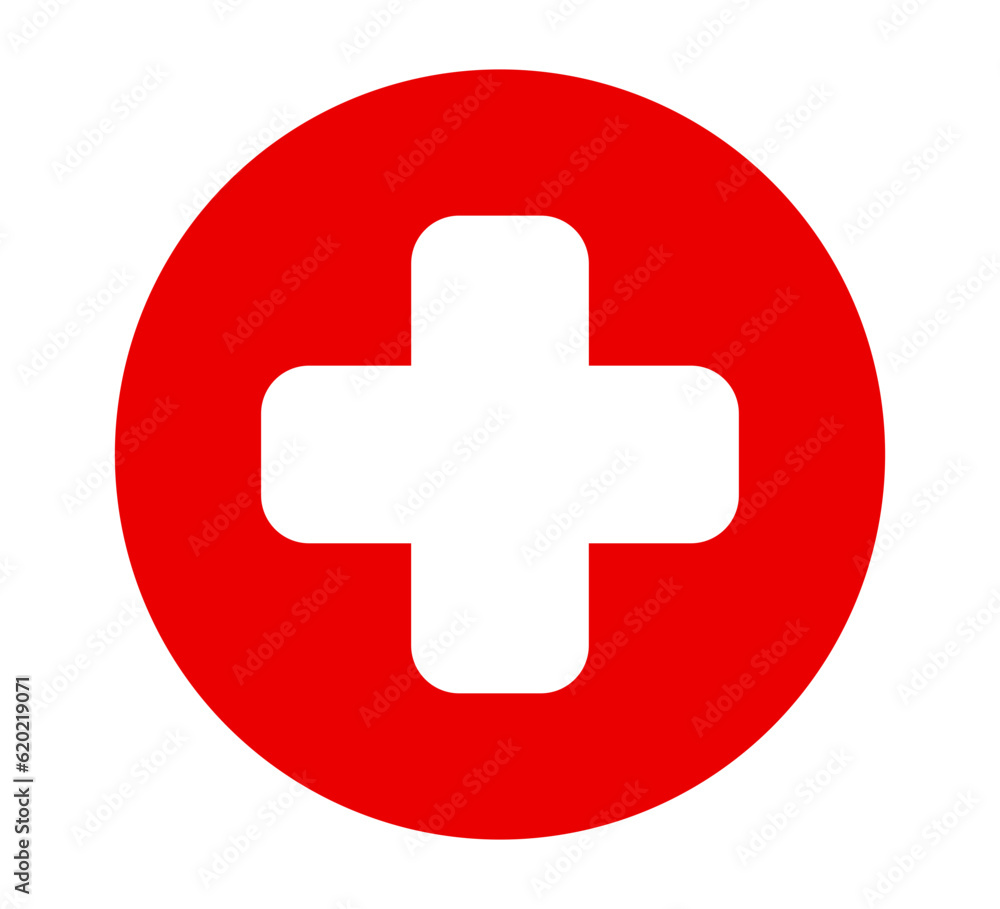 Medical cross symbol. Red circle with white cross vector icon. Medical cross symbol. Red circle with white cross vector icon.