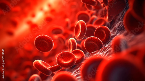 Bloodstream, countless red blood cells glide through the plasma, Generative AI