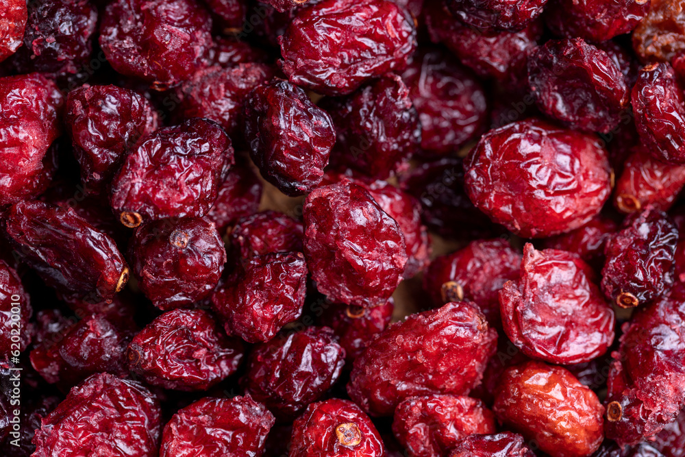 Dried red cranberries with sugar syrup Dried red cranberries with sugar syrup
