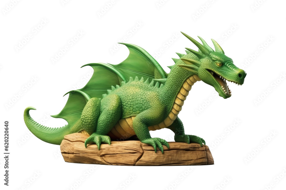 Fototapeta premium Green dragon on a transparent background